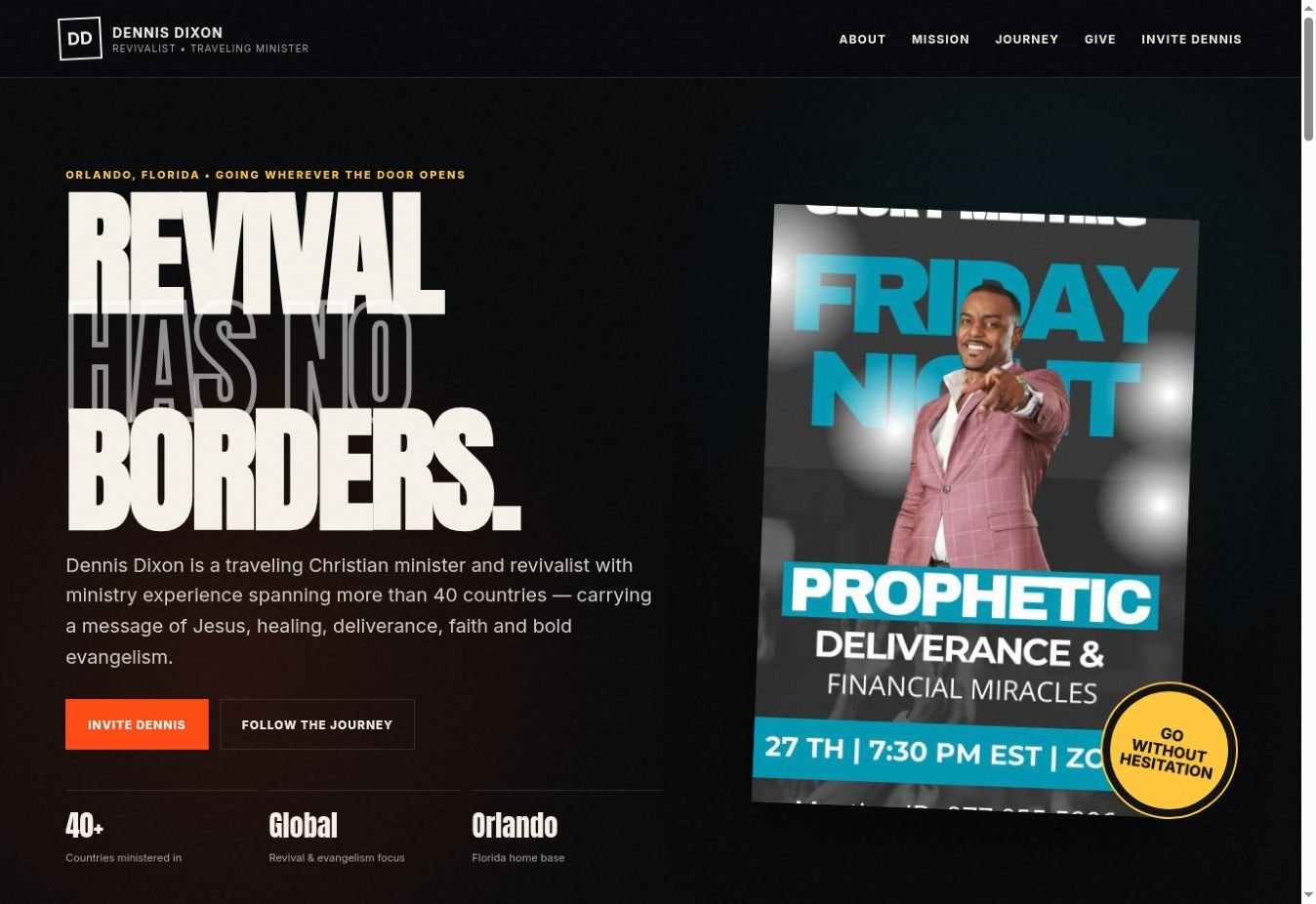 Dennis Dixon revivalist and traveling minister website homepage