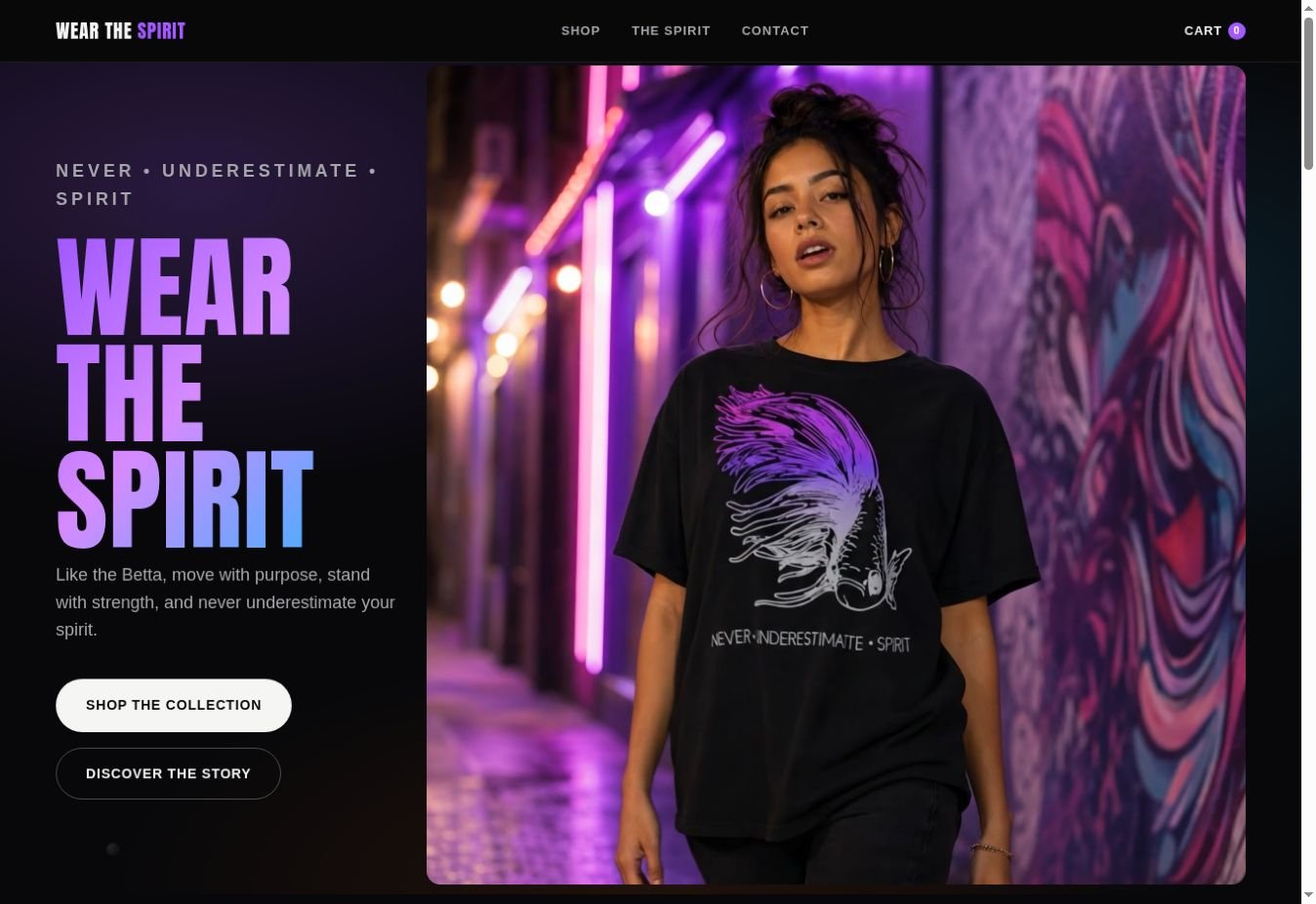 Wear The Spirit online store homepage