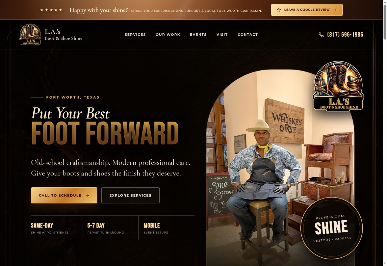L.A.'s Boot and Shoe Shine website homepage